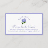 Recipe Request Card for Bridal Shower Elegant Chic Informatiekaartje (Voorkant)