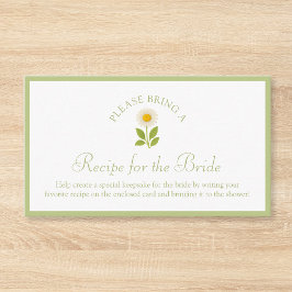 Recipe Request Card for Bridal Shower Sage Daisy Informatiekaartje
