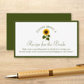 Recipe Request Card for Bridal Shower Sunflower Informatiekaartje