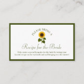 Recipe Request Card for Bridal Shower Sunflower Informatiekaartje (Voorkant)