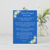 Recipe Request - Cobalt Blue & White Roses Wedding Informatiekaartje (Staand voorkant)