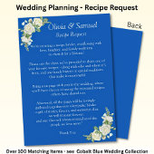 Recipe Request - Cobalt Blue & White Roses Wedding Informatiekaartje