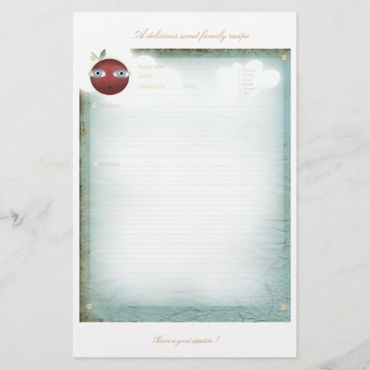 Recipe-vellen die keukengerei geschikt maken om te briefpapier (Voorkant)