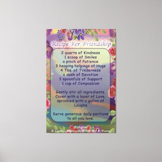 Recipe voor vriendschap canvas afdruk (Voorkant)