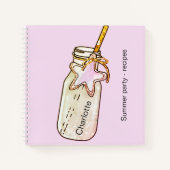 Recipe zomerpartij zwarte roze flesnaam flesje notitieboek (Voorkant)