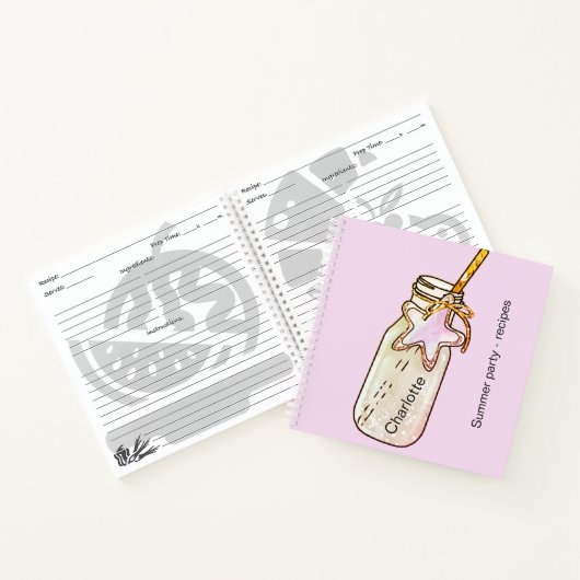 Recipe zomerpartij zwarte roze flesnaam flesje notitieboek (Binnen)