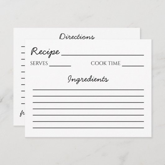 Recipenkaart Kaart (Voorkant / Achterkant)
