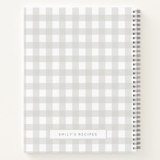 Recipes | Gingham Pattern Grey and White Notitieboek (Achterkant)