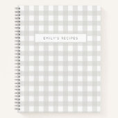 Recipes | Gingham Pattern Grey and White Notitieboek (Voorkant)