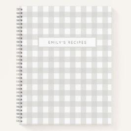 Recipes | Gingham Pattern Grey and White Notitieboek