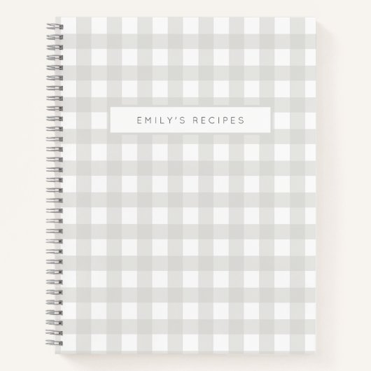 Recipes | Gingham Pattern Grey and White Notitieboek (Voorkant)