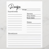 Recipes, Recipe card, Recipe insert (Achterkant)