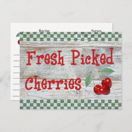 Recipiekaart voor verse kersen briefkaart (Voorkant / Achterkant)