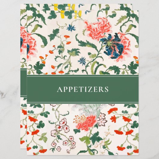 Recipindex voor Appetizer | Stijlvolle Floral | Gr (Voorkant / Achterkant)