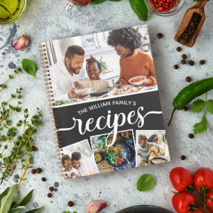 Recippen voor Black White Photo Collage Family Notitieboek