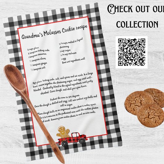 Recipper keepomwille Kerstmis: Black White Pset Theedoek