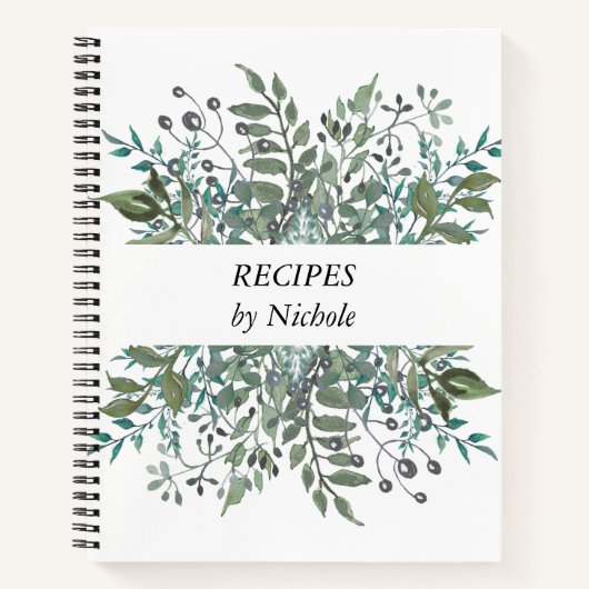 Recipt Foliage Greenery Leaves Personalized Notitieboek (Voorkant)