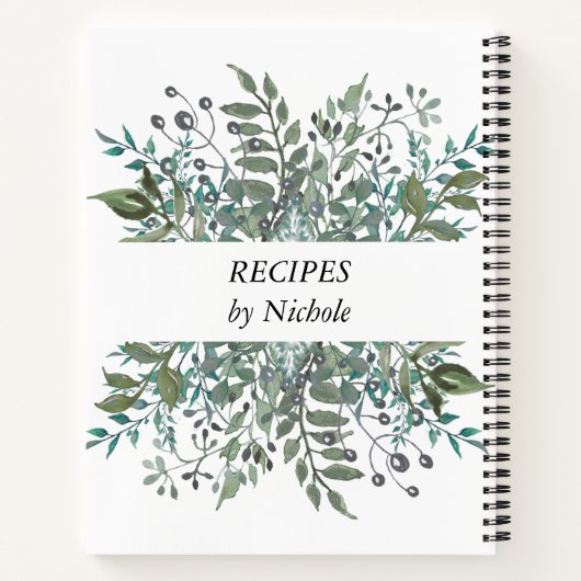 Recipt Foliage Greenery Leaves Personalized Notitieboek (Achterkant)