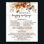 Recipt for Happy Marriage Fall Wedding Gift Poster<br><div class="desc">Klik op "Ontwerp bewerken" om de lay-out aan te passen of te personaliseren (tekst wijzigen,  lettertypekleur,  lettertypestijl). ** Zie het volledige collectie voor de bijbehorende uitnodiging,  games voor vrijgezellenfeesten,  labels en bordjes.**</div>