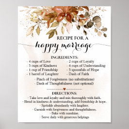 Recipt for Happy Marriage Fall Wedding Gift Poster