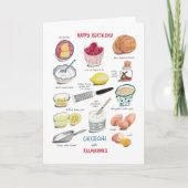 Recipt rode en gele verjaardagskaas kaart (Voorkant)