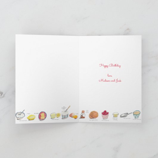 Recipt rode en gele verjaardagskaas kaart (Binnen)