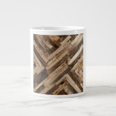 Reclaimed Wood Herringbone Texture Print Grote Koffiekop (Voorkant)