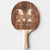 Reclaimed Wood Monogram & Name Overlay Tafeltennisbatje (Voorkant)