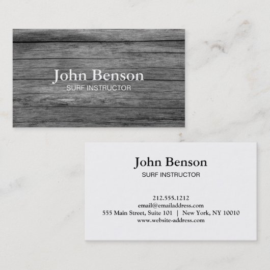  Reclaimed Wood Surf Instructor Visitekaartje (Voorkant / Achterkant)