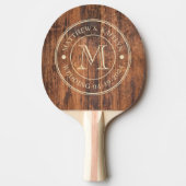 Reclaimed Wood Wedding Monogram Tafeltennisbatje (Voorkant)
