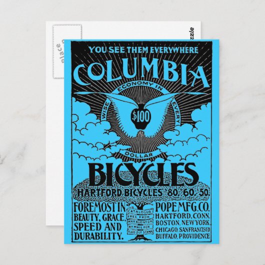  reclame - Columbia fietsen Briefkaart (Voorkant / Achterkant)