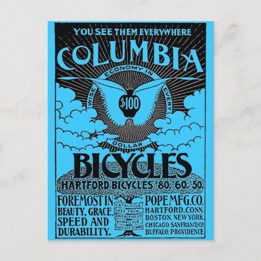  reclame - Columbia fietsen Briefkaart (Voorkant)