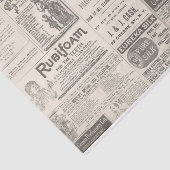 Reclame in de krant van 1889 tissuepapier (Detail)