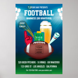 Reclame-logo voor voetbal evenement in bar poster