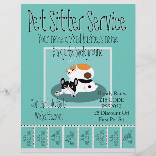 Reclame Promotie Flyers Dienst Pet Sitter (Voorkant)