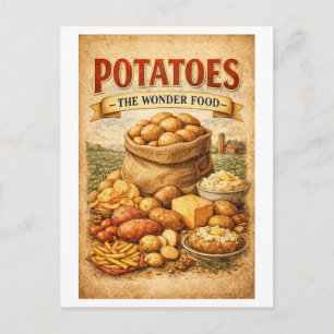 Reclame voor aardappelen in vintage stijl briefkaart
