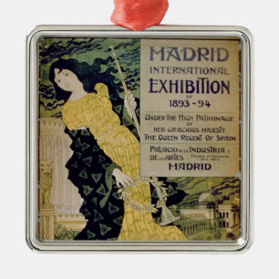 Reclame voor de "Madrid International Exhibi Metalen Ornament