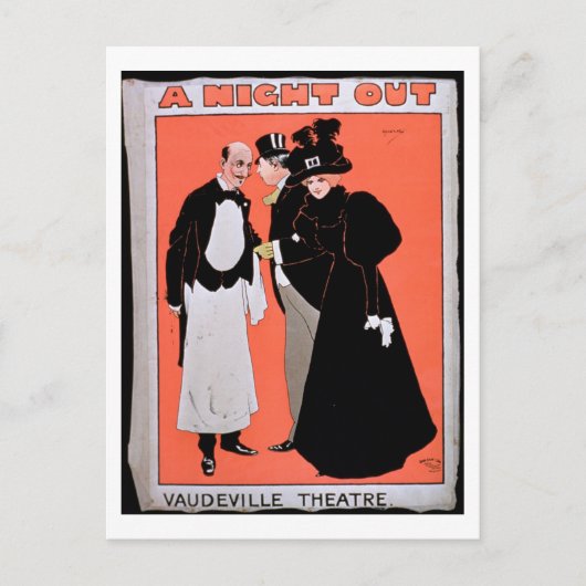 Reclame voor 'Een nacht uit' in de Vaudeville Briefkaart (Voorkant)
