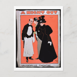 Reclame voor 'Een nacht uit' in de Vaudeville Briefkaart