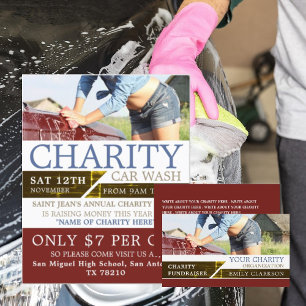 Reclame voor evenement met liefdadigheidswasstraat flyer