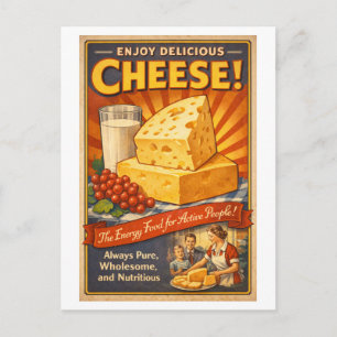 Reclame voor kaas in vintage stijl briefkaart