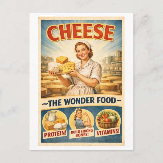 Reclame voor kaas in vintage stijl jaren 50 briefkaart (Voorkant)