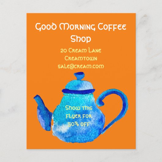 Reclame voor koffiezaak theepot flyer (Voorkant)