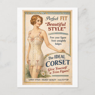 Reclame voor korset in vintage stijl uit de jaren  briefkaart