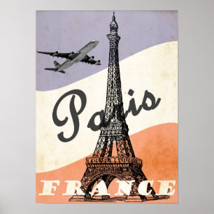 Reclame voor luchtvervoer naar de Eiffeltoren in P Poster