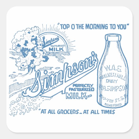  reclame voor melk vierkante sticker (Voorkant)