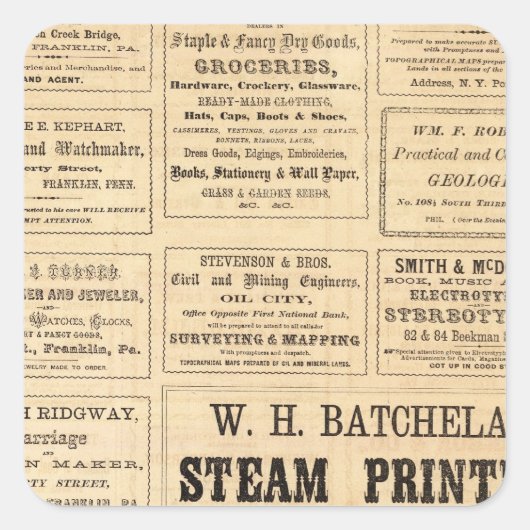 Reclame voor olie vierkante sticker (Voorkant)