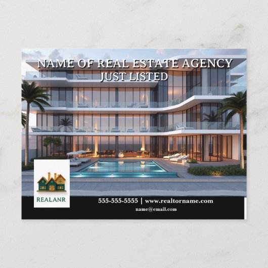 Reclame voor onroerend goed voor vastgoedmarketing briefkaart (Achterkant)