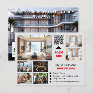 Reclame voor onroerend goed voor vastgoedmarketing briefkaart