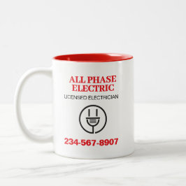Reclame voor professionele elektricien tweekleurige koffiemok